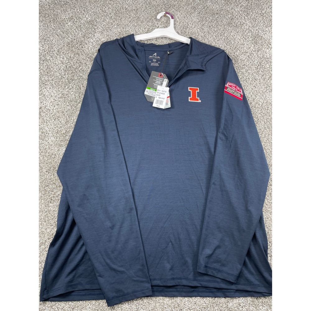 Antigua Tidy QZ Hoodie Mens 2XL Navy NEW Illinois Wrigley Field
